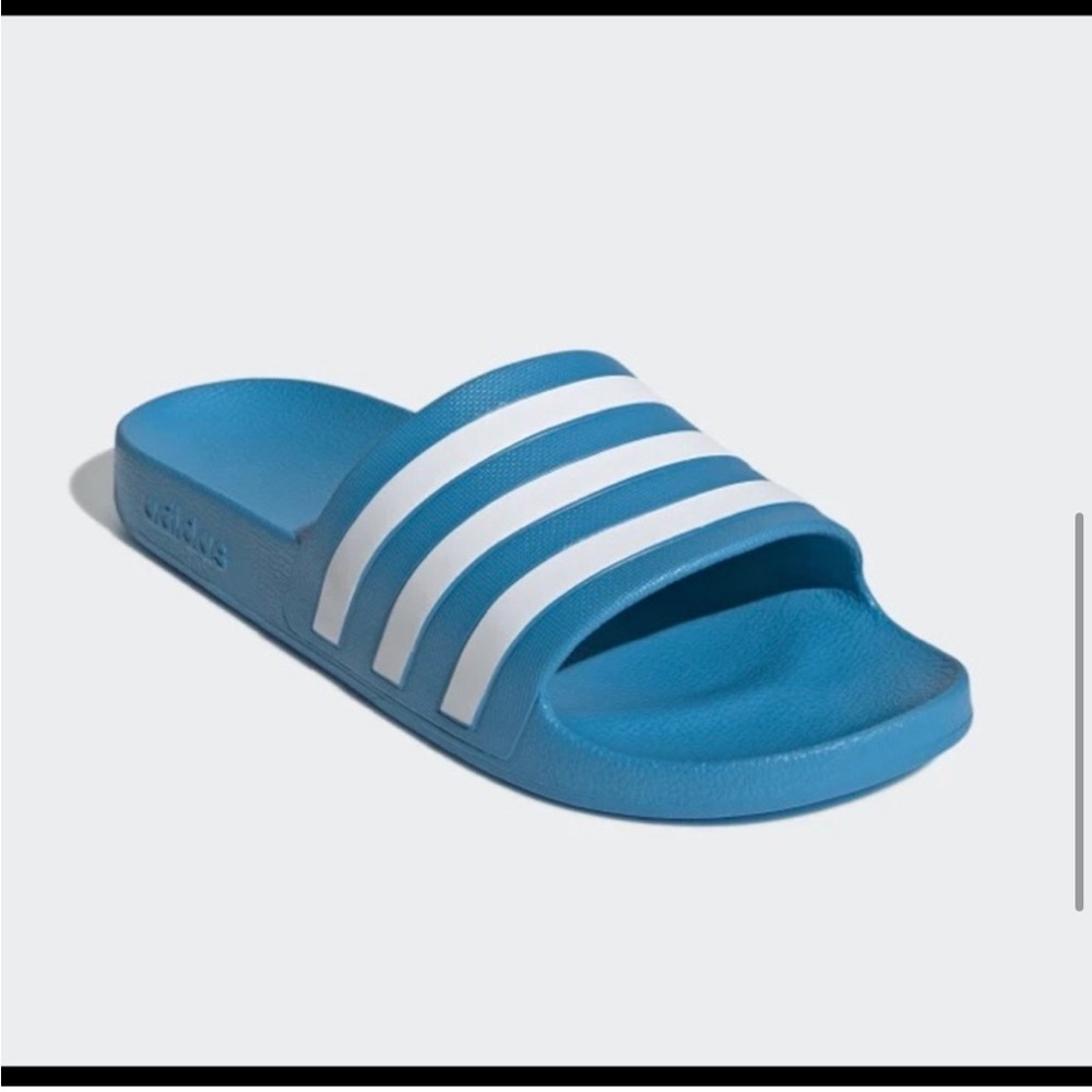 Adidas Adilette Aqua Slides with White Stripes